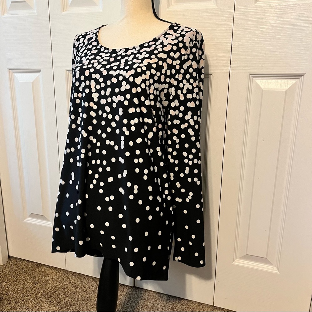 Chico's Black with Pink and White Polka Dot Blouse Size 2